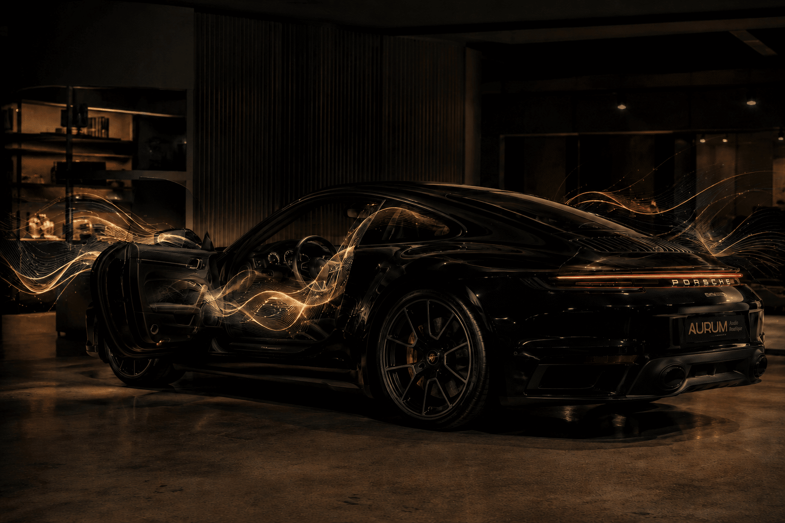 Premium audio upgrade in Porsche 911 door Aurum Audio Boutique